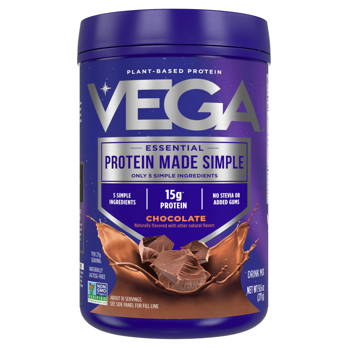 Vega Protein Made Simple - Dark Chocolate Plant-Based Powder, 9.6 oz