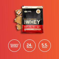 Optimum Nutrition 100% Gold Standard Whey Protein Powder - Protein Powder with a Blend of Hydrolyzed, Isolate & Whey - for Muscle Recovery - S'Mores, 5.64 lb (80 Servings)