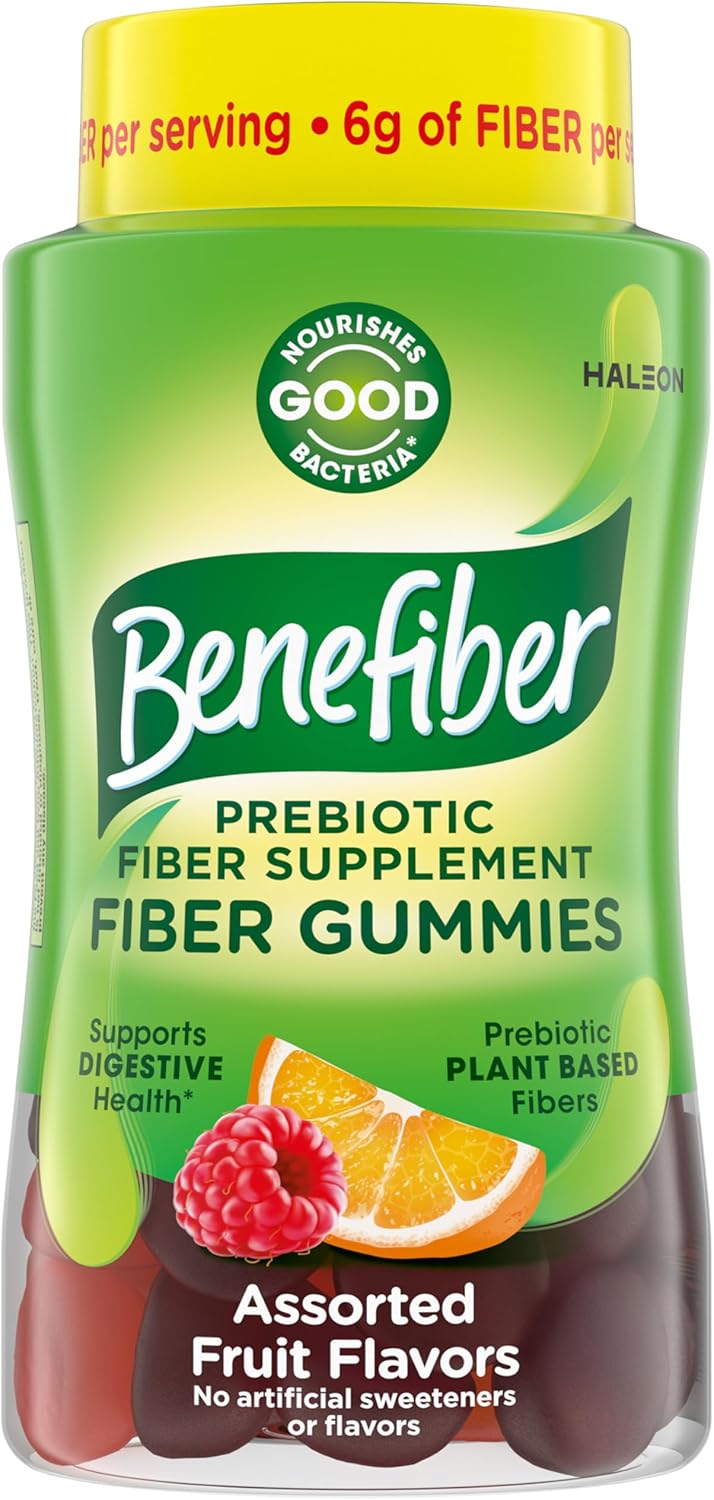 Benefiber assorted fruit flavor prebiotic fiber gummies for digestive health