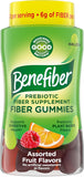 Benefiber assorted fruit flavor prebiotic fiber gummies for digestive health