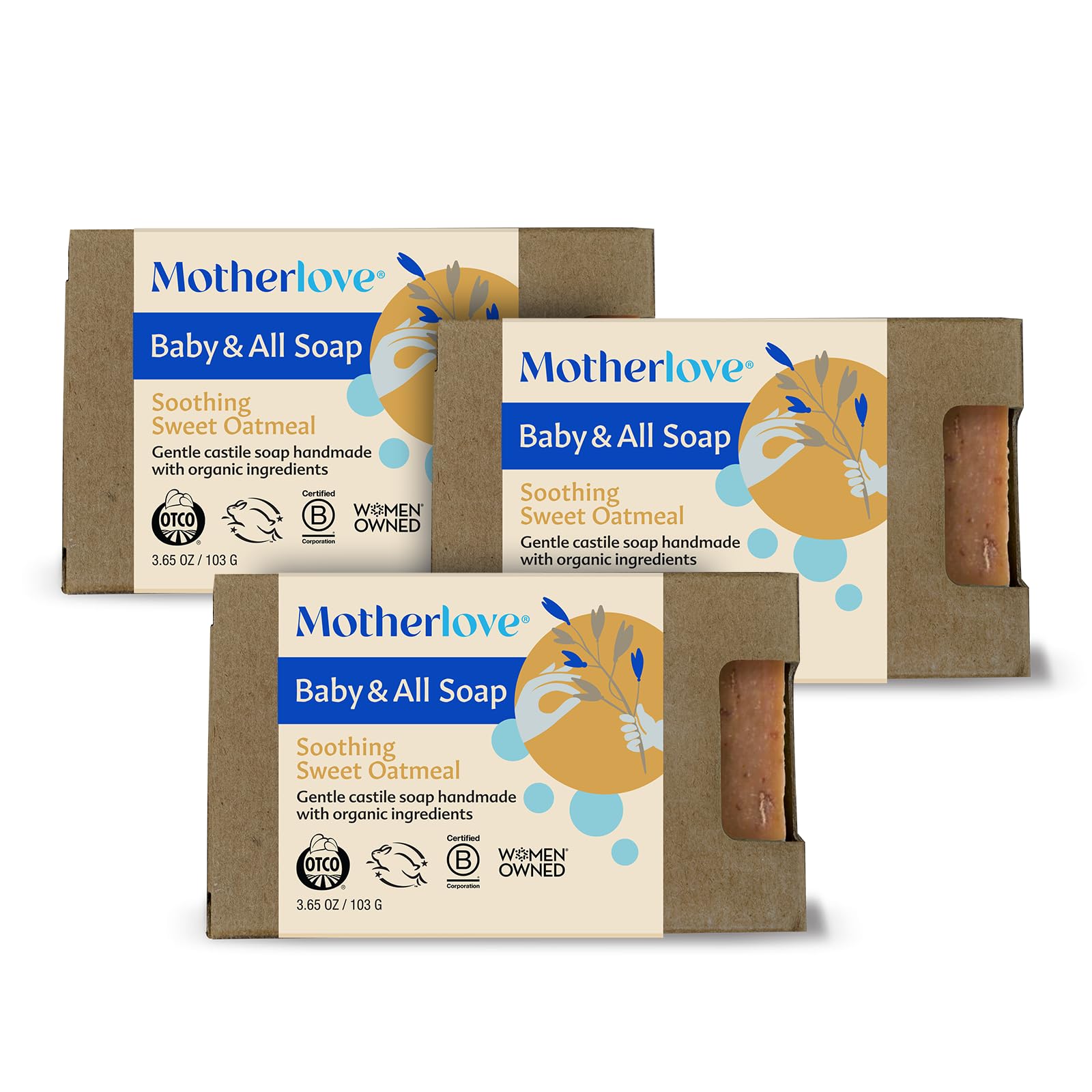 Motherlove Baby & All Gentle Castile Soap - Sweet Oatmeal (3 Pack)