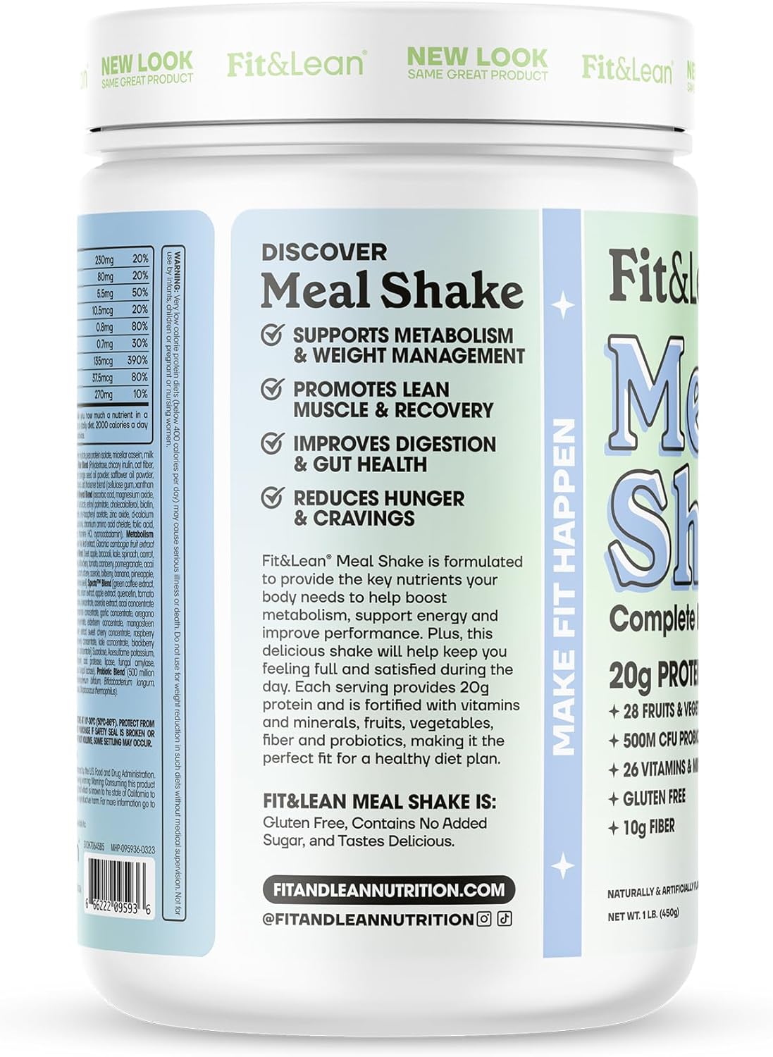 Fit & Lean meal shake: Cookies and Cream flavored protein shake for weight loss and muscle gain.