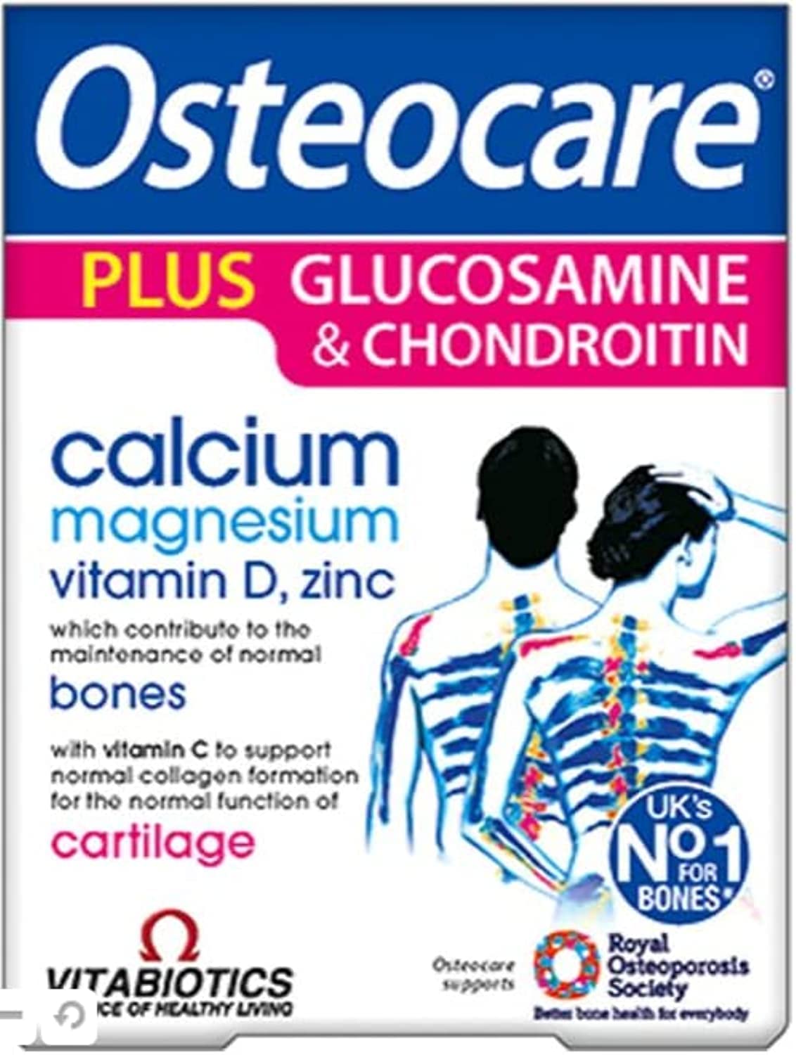 Centrum Vitabiotics Osteocare Glucosamine & Chondroitin 60 Tablets, UK Made for Joint Health