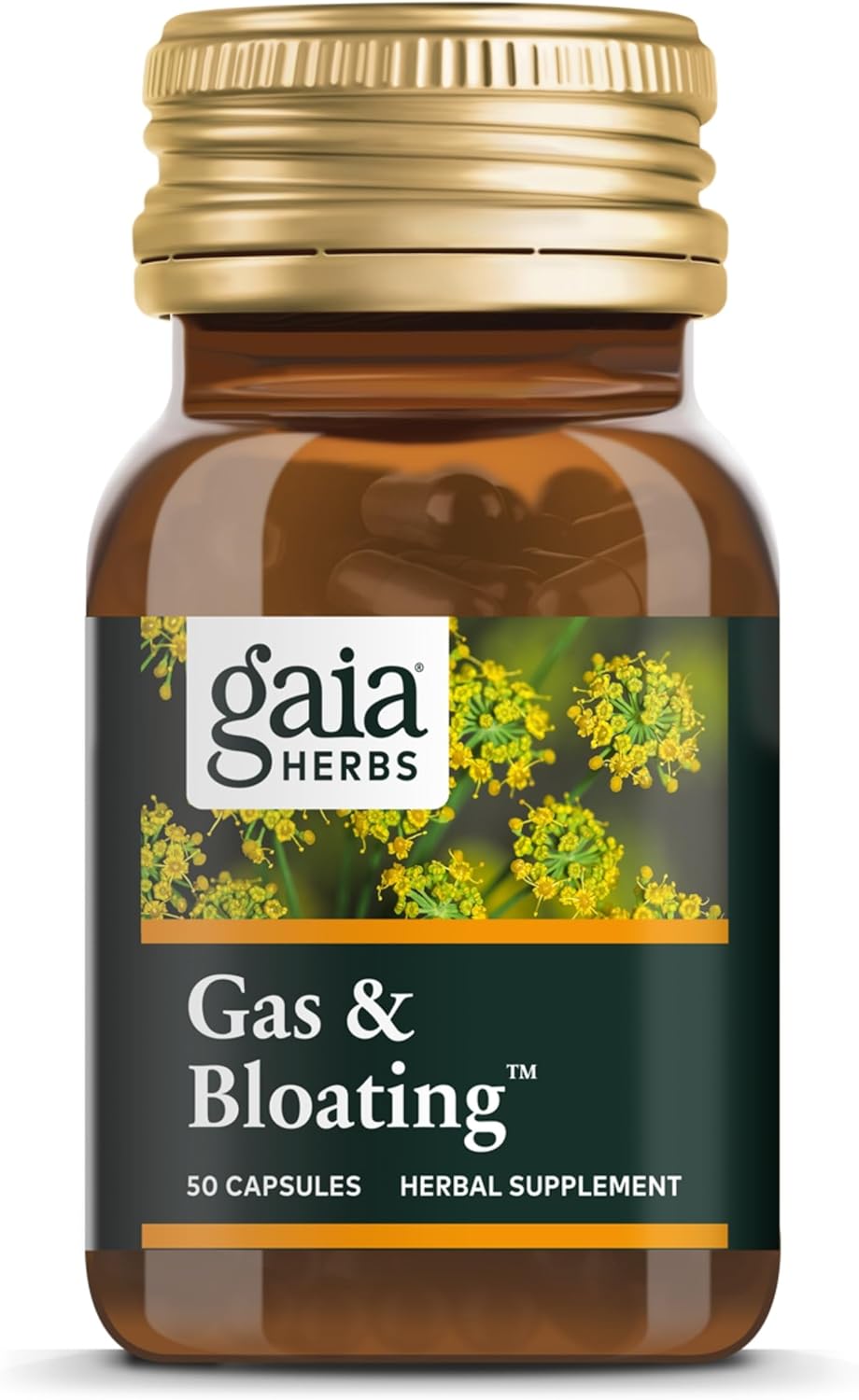 Gaia Herbs RapidRelief Fast-Acting Gas & Bloating Herbal Capsules, 50