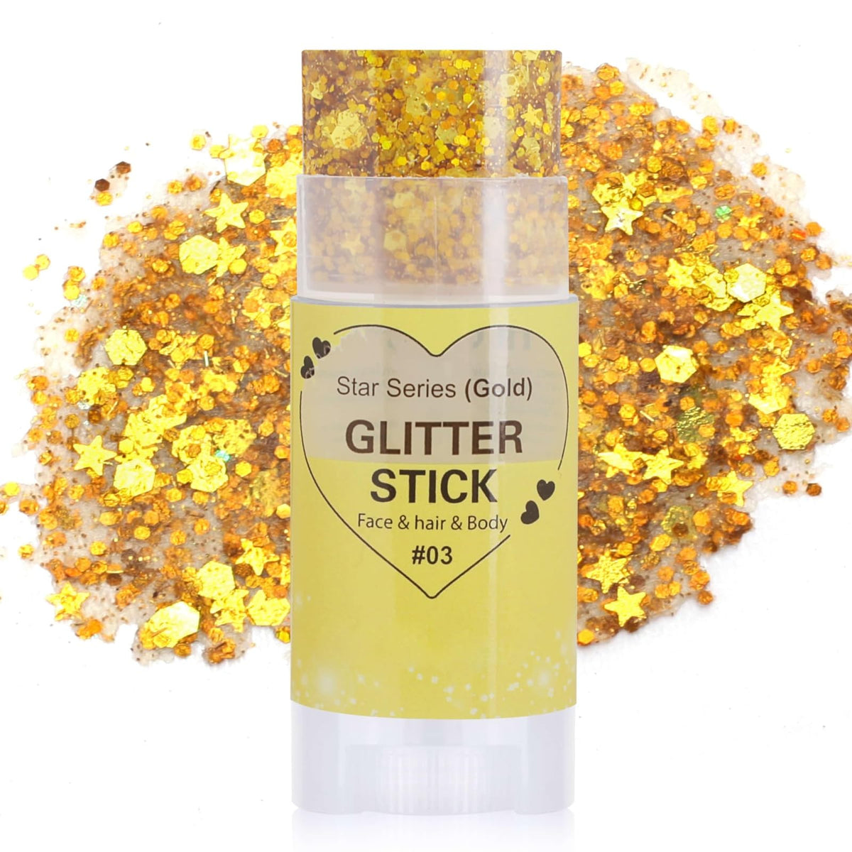 Tazweeq Gold Chunky Glitter Stick - Waterproof Shimmer Gel for Face, Eye & Hair