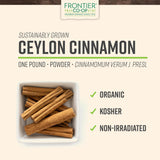 مسحوق قرفة سيلان الحقيقية العضوية (Ceylon True Cinnamon Powder) - فرونتير كواب (Frontier Co-op) - 5.57 أونصة - القرفة الحقيقية للخبز والصحة