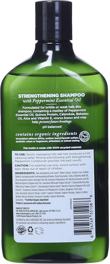 Avalon Organics Strengthening Peppermint Shampoo 11 Fl Oz Copy