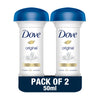 Dove Women Antiperspirant Deodorant Cream - 24H Protection, Original, Alcohol-Free with Moisturizing Cream - 50ml (Pack of 2)