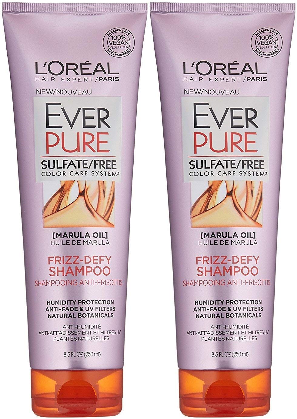 L'Oreal Paris EverPure Sulfate Free Frizz Defy Shampoo - 8.5 Ounce (Pack of 2)