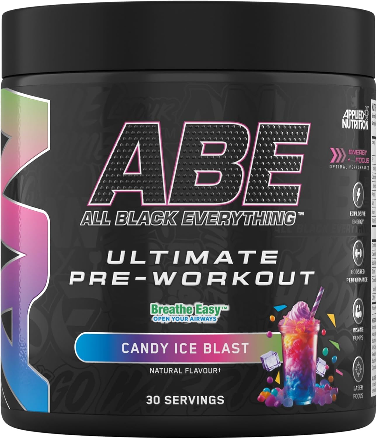 Applied Nutrition ABE Pre Workout - All Black Everything Powder – Citrulline, Creatine & Beta Alanine for Energy, Pump & Performance – 315g (30 Servings)