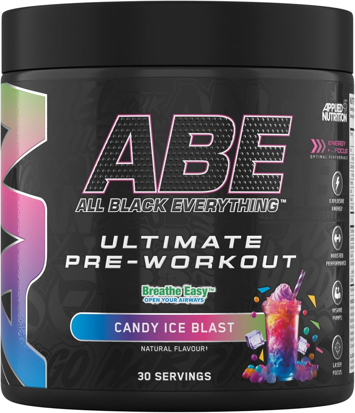 Applied Nutrition ABE Pre Workout - All Black Everything Powder – Citrulline, Creatine & Beta Alanine for Energy, Pump & Performance – 315g (30 Servings)