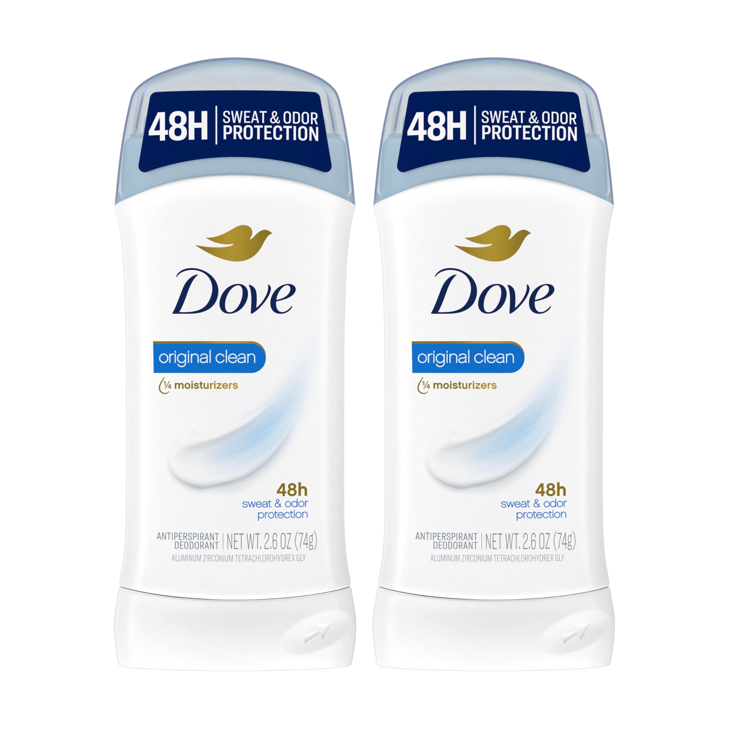 Dove Invisible Solid Antiperspirant Deodorant Stick for Women - Original Clean, 2.6 oz, 2 Count