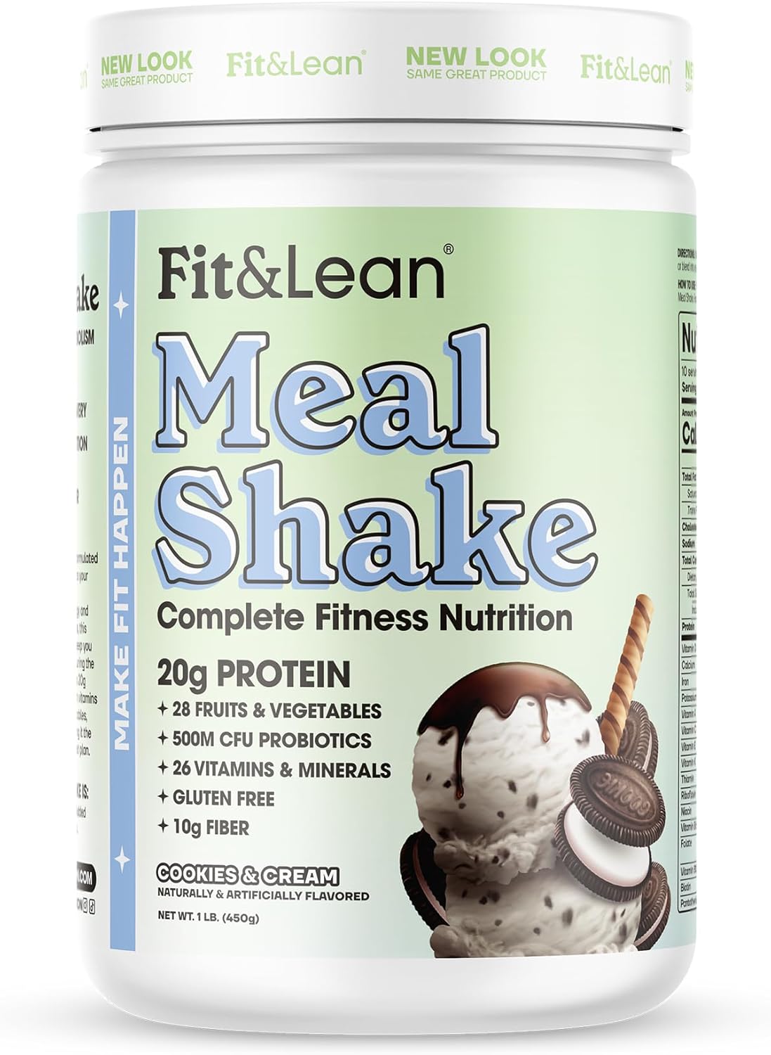 Fit & Lean meal shake: Cookies and Cream flavored protein shake for weight loss and muscle gain.