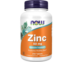 مكملات NOW Foods، الزنك (غلوكونات الزنك) 50 مجم، يدعم وظائف الإنزيم*، يدعم المناعة*، 250 قرصًا 