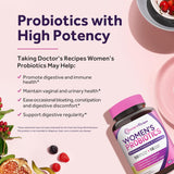 Doctor's Recipes Women’s Probiotic, 60 Caps 50 Billion CFU 16 Strains, with Organic Prebiotics Cranberry, Digestive Immune Vaginal & Urinary Health, Shelf Stable, Delayed Release, No Soy Gluten Dairy