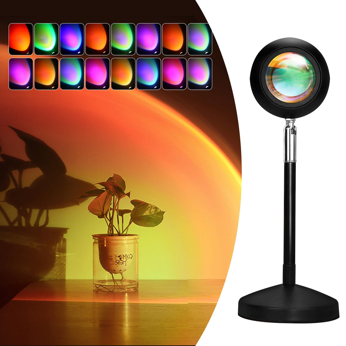 Sunset Night Light - 16 Colors & 4 Modes Projection Lamp with Remote Control