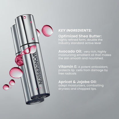 زيت مصل الشفاه Wonderskin Lip Rehab - زيت الشفاه المتغير اللون من شفاف إلى وردي - مصل ملون غير لزج ومرطب للشفاه الجافة (مُقبَّل)