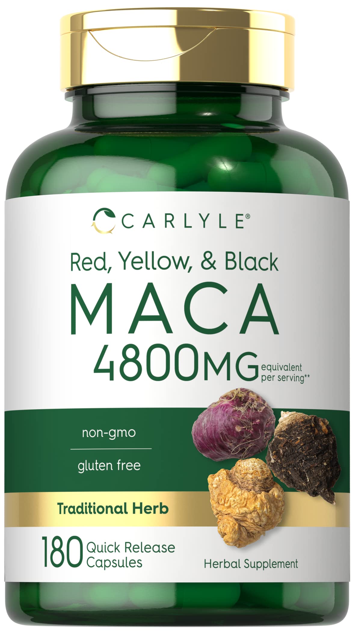 Carlyle Maca Root, 4800mg | Non-GMO, Gluten Free, 180 Capsules
