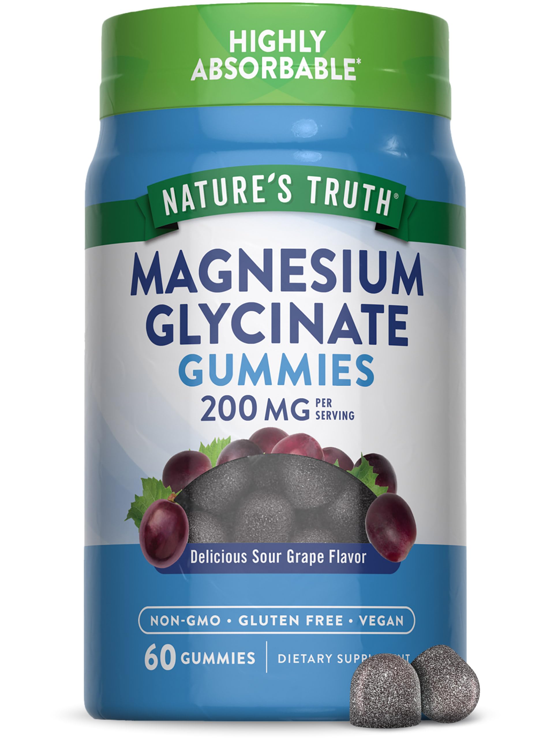 Nature's Truth Magnesium Glycinate 200mg - 60 Gummies for Stress Relief & Sleep Support