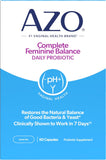 AZO Complete Feminine Balance Daily Probiotic for Vaginal Health, 60 Capsules