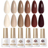 Born Pretty Gel Nail Polish Kit: 6 Nude Brown, Chocolate & Khaki Colors