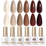 Born Pretty Gel Nail Polish Kit - Nude Brown & Chocolate Collection (6 Colors)