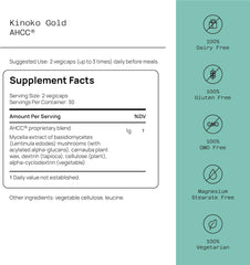 Premium Kinoko Gold AHCC Supplement–500mg of AHCC per Capsule–Supports Immune Health, Liver Function, Maintains Natural Killer Cell Activity & Enhances Cytokine Production–60 Veggie Capsules