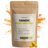Organic Turmeric Capsules with Black Pepper Piperine - 100 Capsules - Natural Anti-Inflammatory & Antioxidant Support