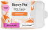 The Honey Pot Company, Non-Herbal Pads with Wings, Organic Regular, 20 Count