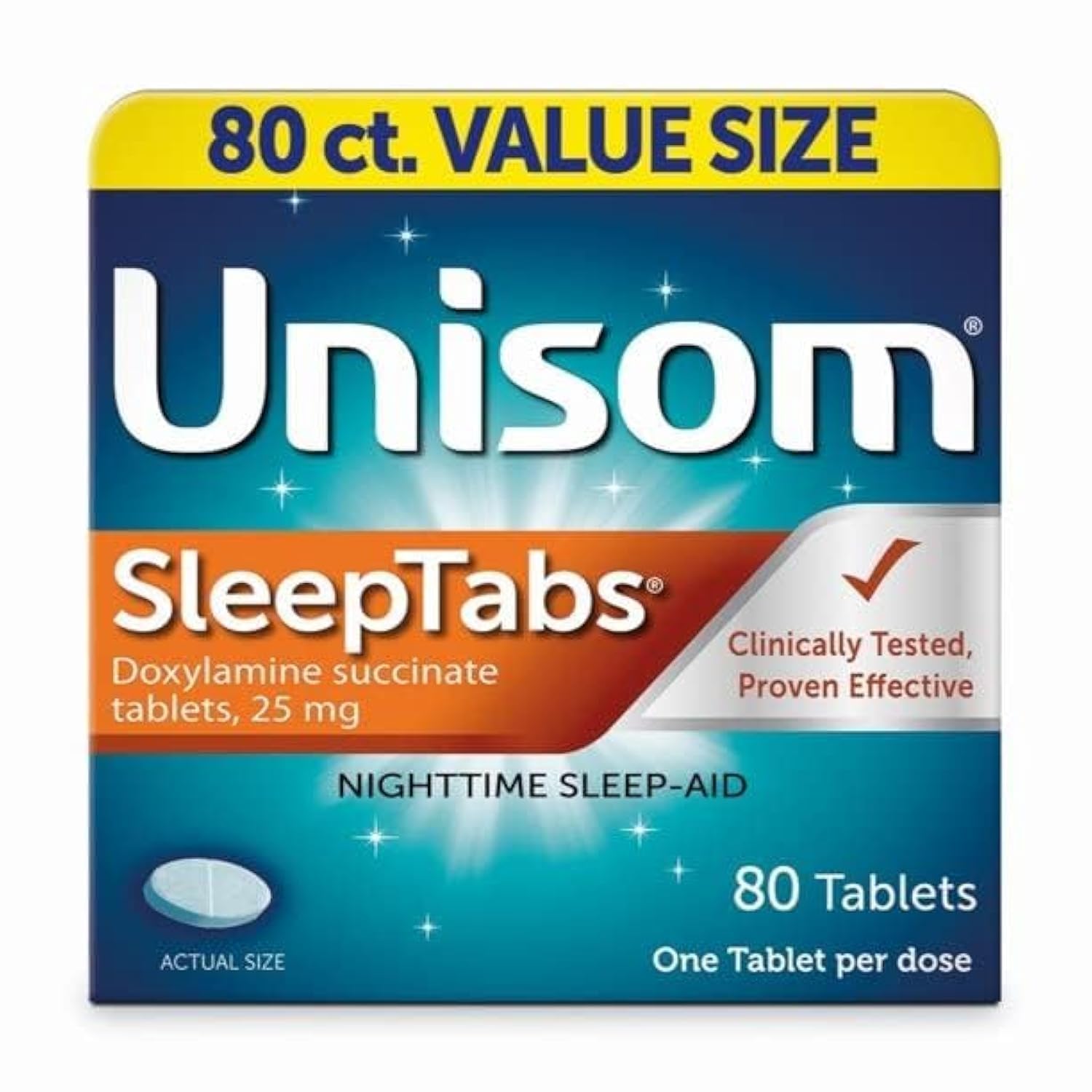 Unisom SleepTabs Nighttime Sleep-Aid Tablets, 80 Count (2 Pack)
