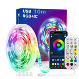 UanTii 10M USB 5V RGBIC Smart Bluetooth LED Light Strip with Music Sync
