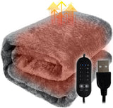 USB Heated Blanket Double Size - 5 Heat Levels & Auto-Off Timer (Grey)