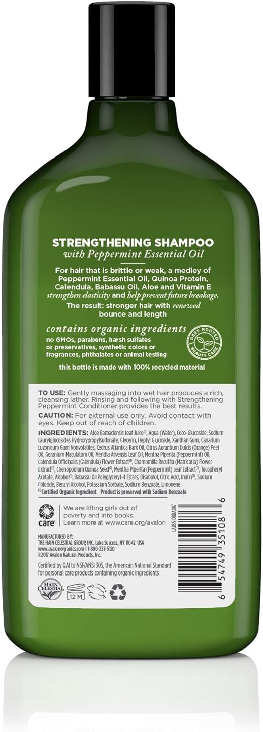 Avalon Organics Strengthening Peppermint Shampoo 11 Fl Oz Copy