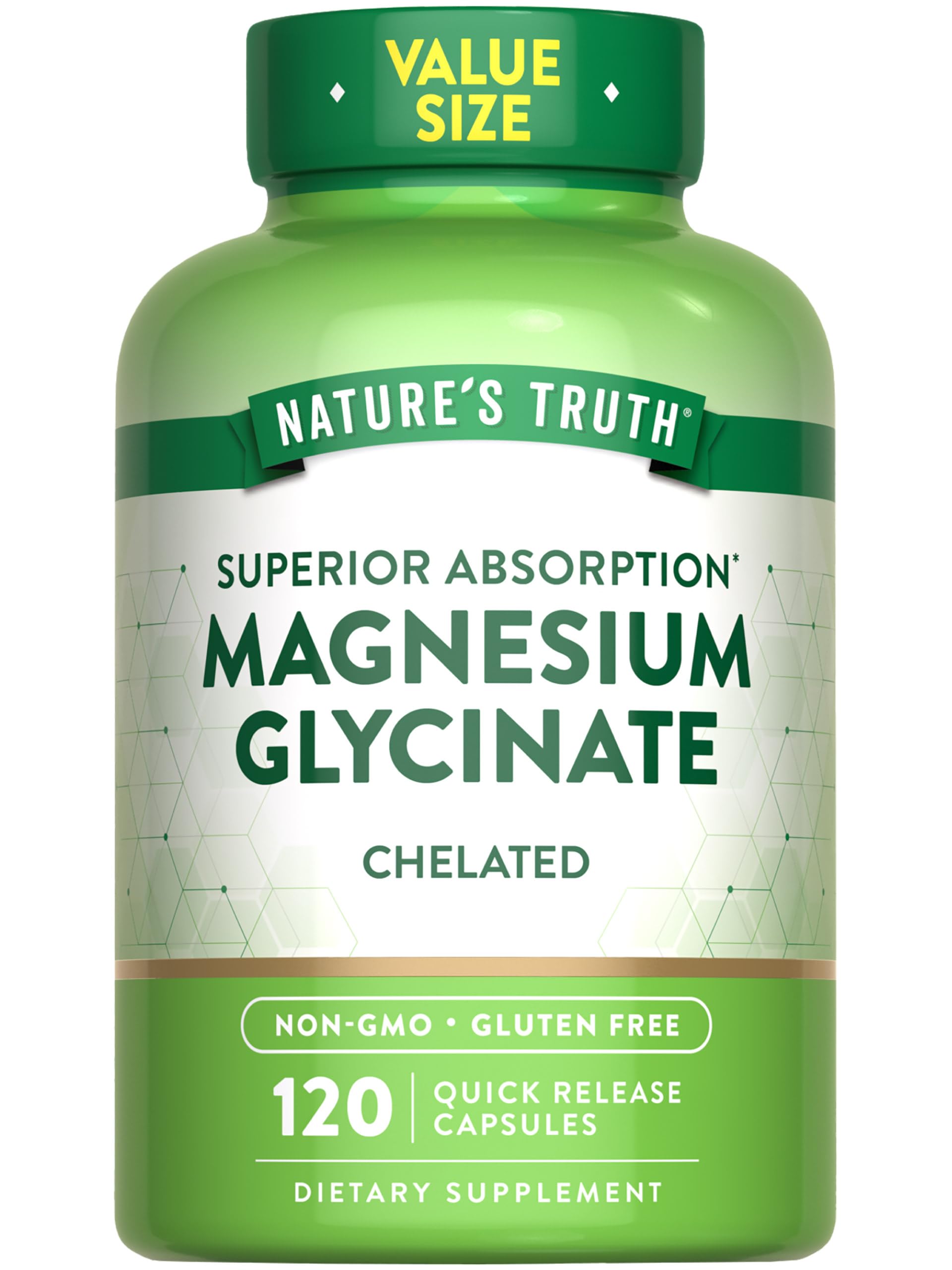 Nature's Truth Magnesium Glycinate 200mg - Chelated Mineral Supplement (120 Caps)