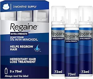 Men's Rogaine 5% Minoxidil Foam for Hair Loss and Hair Regrowth, Topical Treatment for Thinning Hair, 3-Month Supply ( Pack of 3)