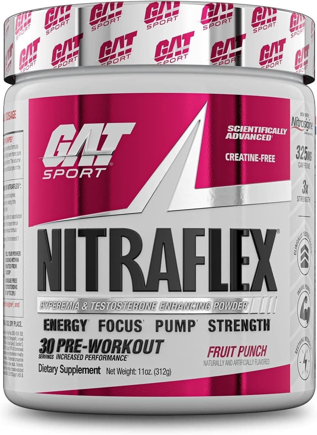 GAT Nitraflex Pre-Workout Powder - Fruit Punch, 10.6 oz (300g)