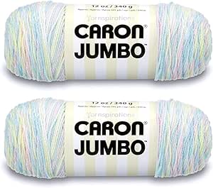 "Caron Jumbo Prints Baby Rainbow Yarn (2-Pack) - Super Bulky Acrylic Yarn for Knitting & Crochet"