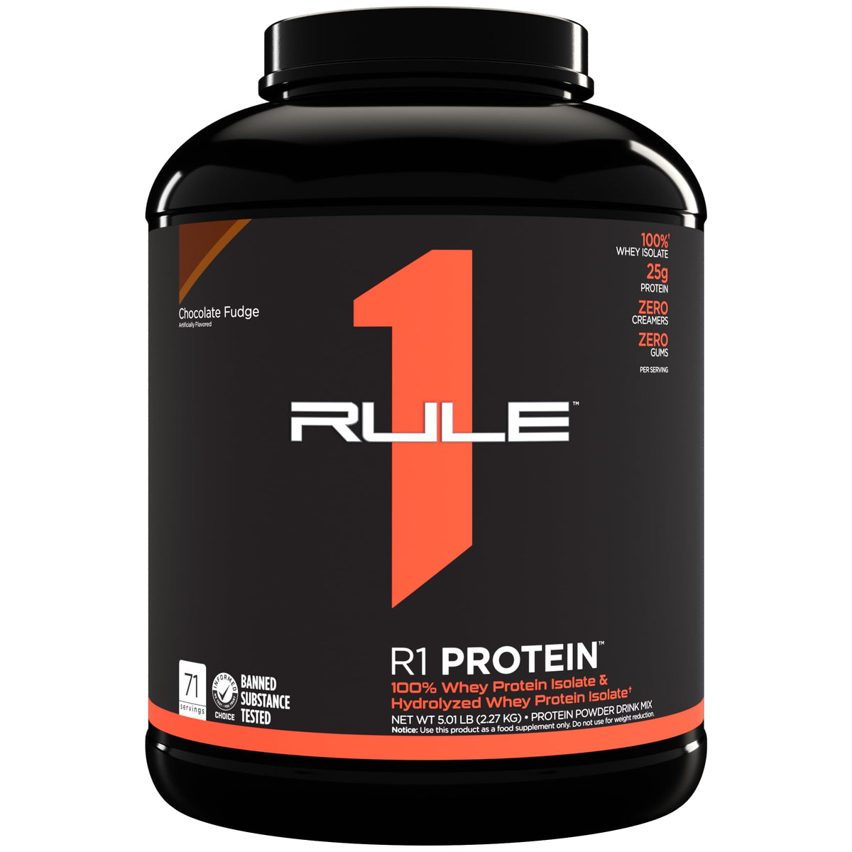 Rule 1 Whey Protein Powder - Chocolate Fudge 5 lbs Premium Whey Blend
