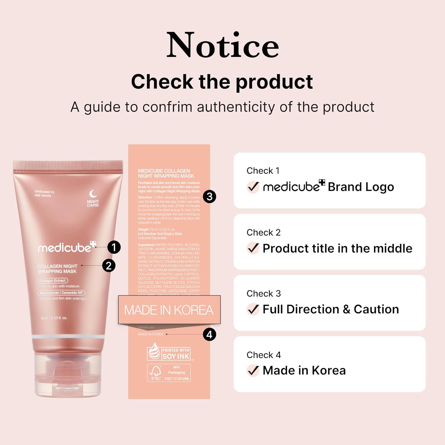 Medicube Collagen Overnight Mask، 2.53 أونصة، 1 حقيبة.