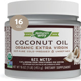 Nature's Way Organic Extra Virgin Coconut Oil, Pure and Unrefined, 62% MCTs, 16 Oz