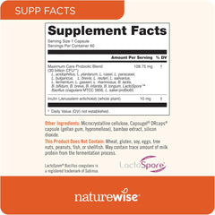 NatureWise Max Probiotics for Women & Men - 30 Billion CFU 18 Strains With Prebiotics - For Gut & Digestive Health - Delayed-Release Capsules, Gluten Free - 60 Capsules[2-Month Supply]