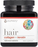 Youtheory, Hair, Collagen + Keratin, 120 Mini Tablets