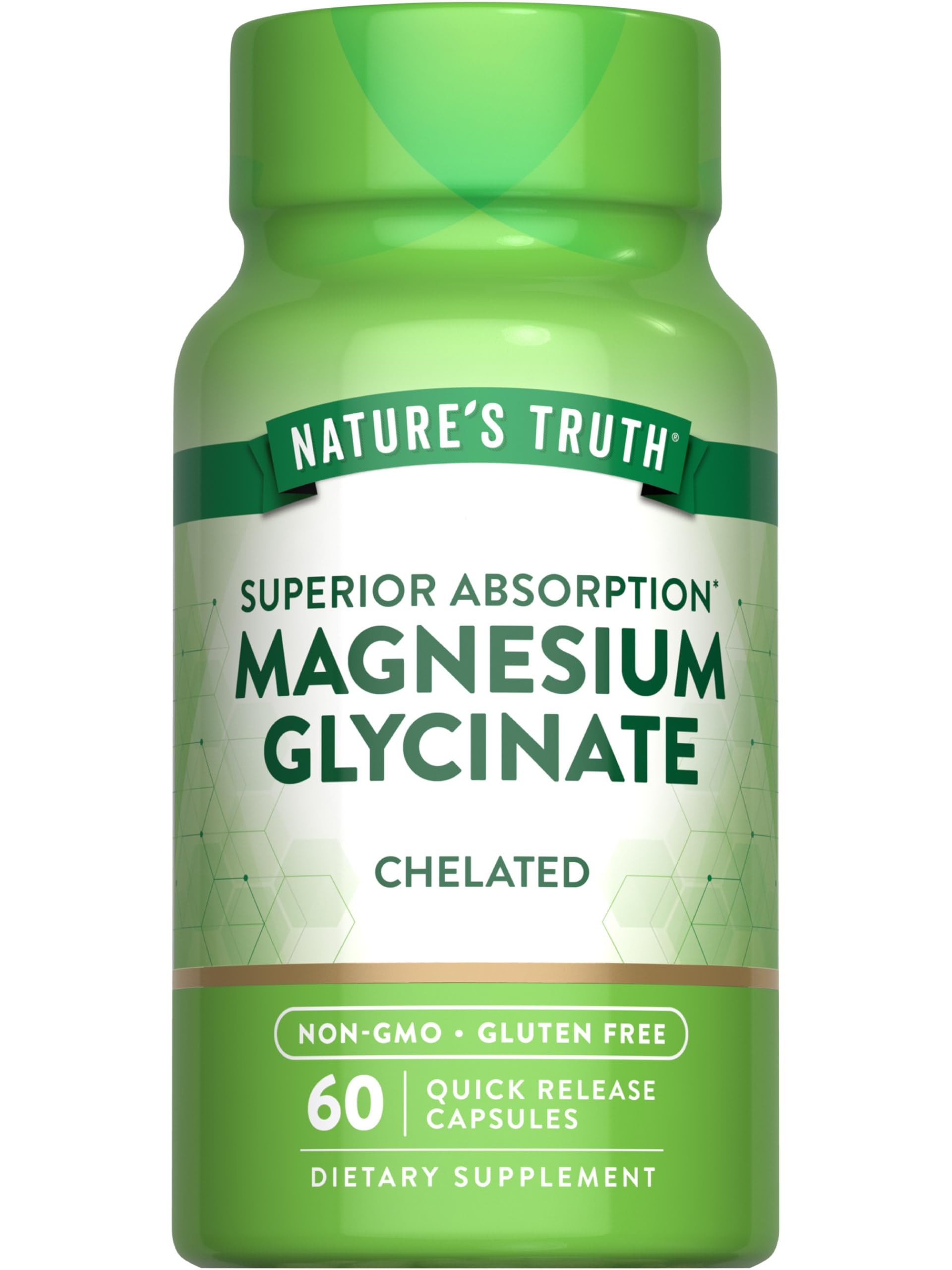 Nature's Truth Magnesium Glycinate 665mg - 60 Capsules - High Absorption Chelated Formula - Non-GMO & Gluten Free