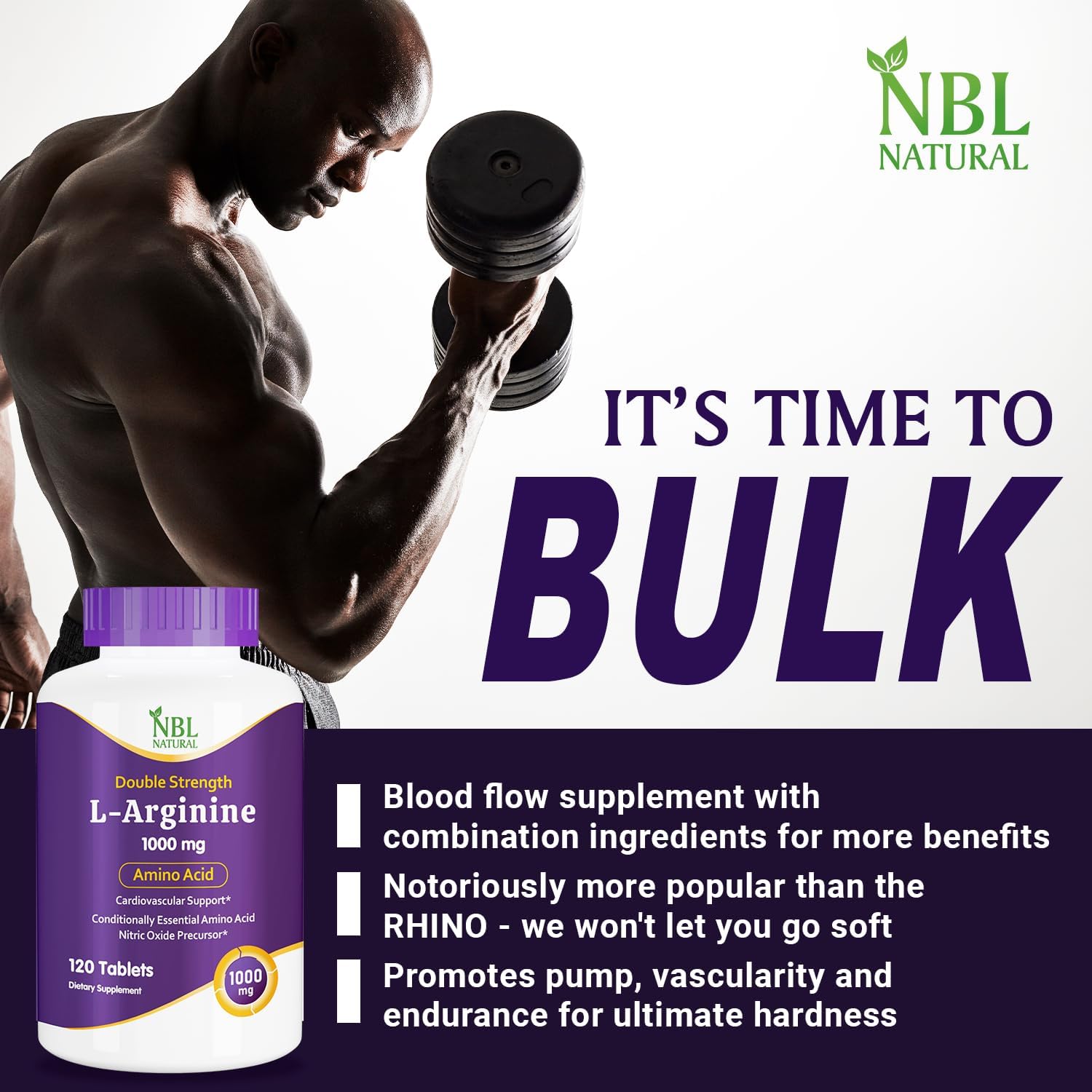 L-Arginine 1,000 mg لتعزيز صحة القلب والعضلات.