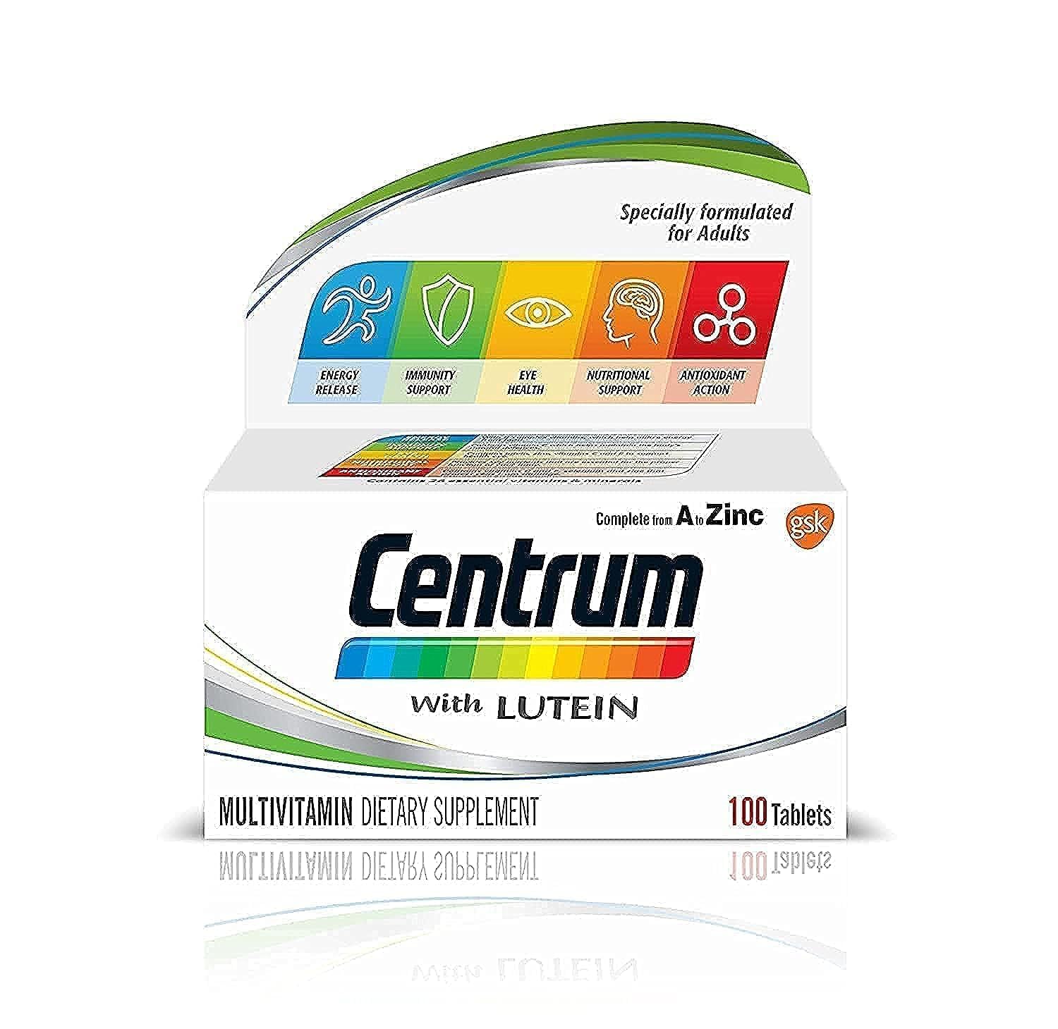 Centrum Adults A to Zinc Multivitamin with Lutein & Essential Minerals (100 Tablets)