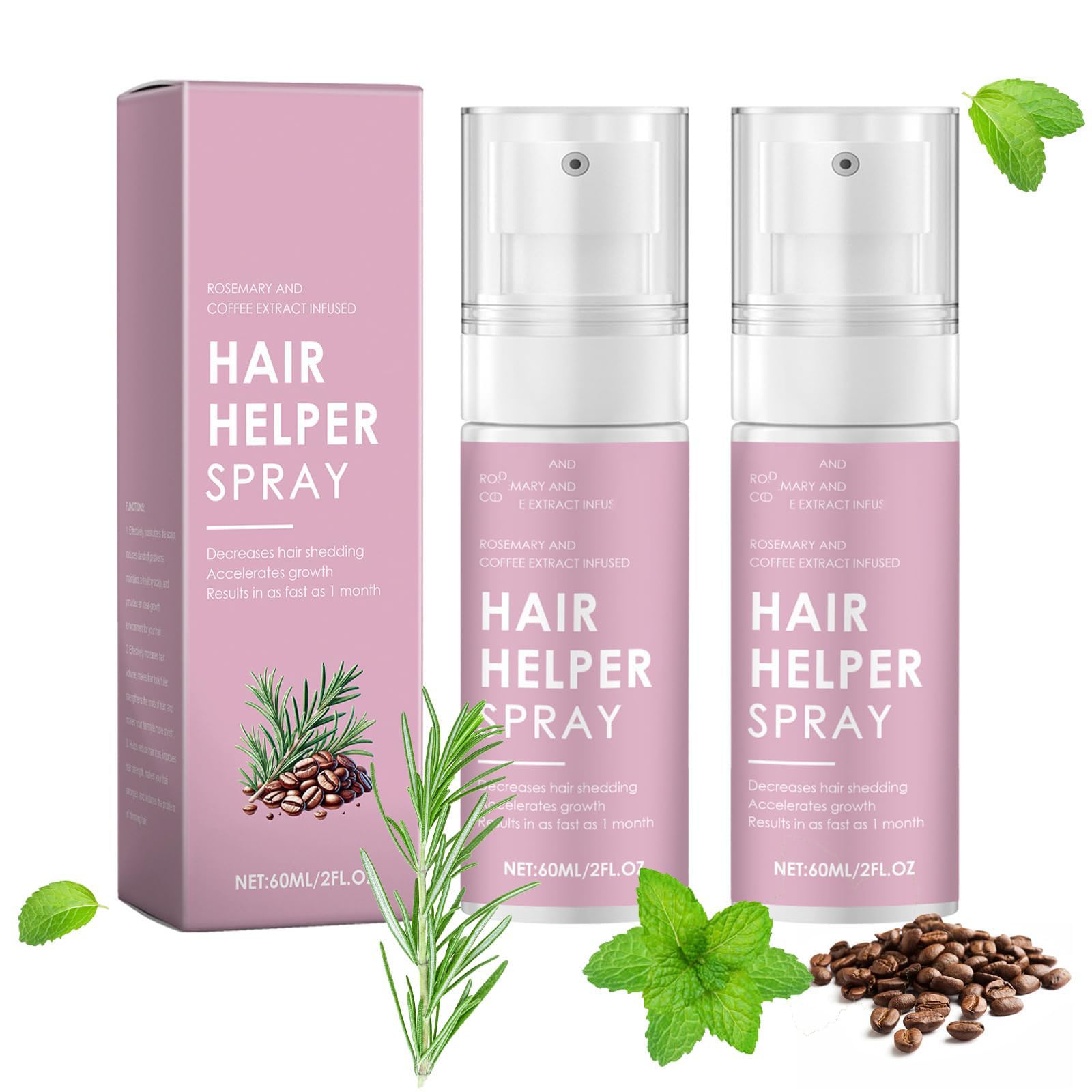 ALMEKAQUZ Hair Growth Serum Spray with Caffeine & Castor Oil - 2-Pack (2x60ml)