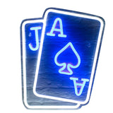 Tazweeq Playing Cards Neon Sign – LED Wall Decor for Casino Bar, Bedroom & Play Room with USB Blue White Lighting
