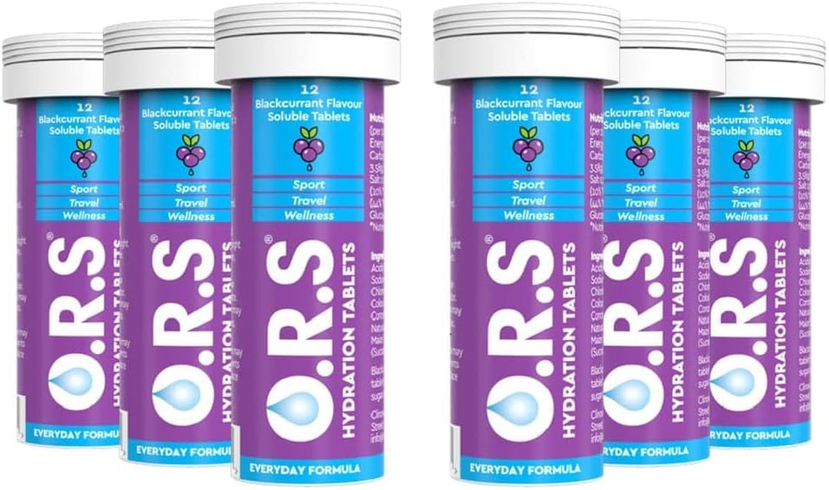 O.R.S Hydration Tablets with Electrolytes - Vegan, Gluten & Lactose Free - Black Currant Flavour - 72 Tablets