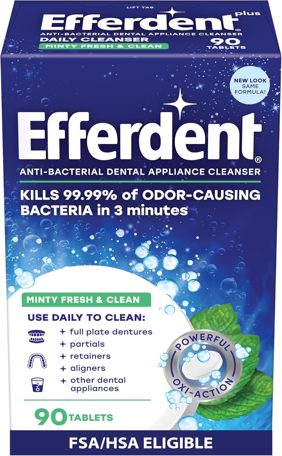 Efferdent Deep Clean Retainer & Denture Tablets - Minty Fresh, 90 Ct