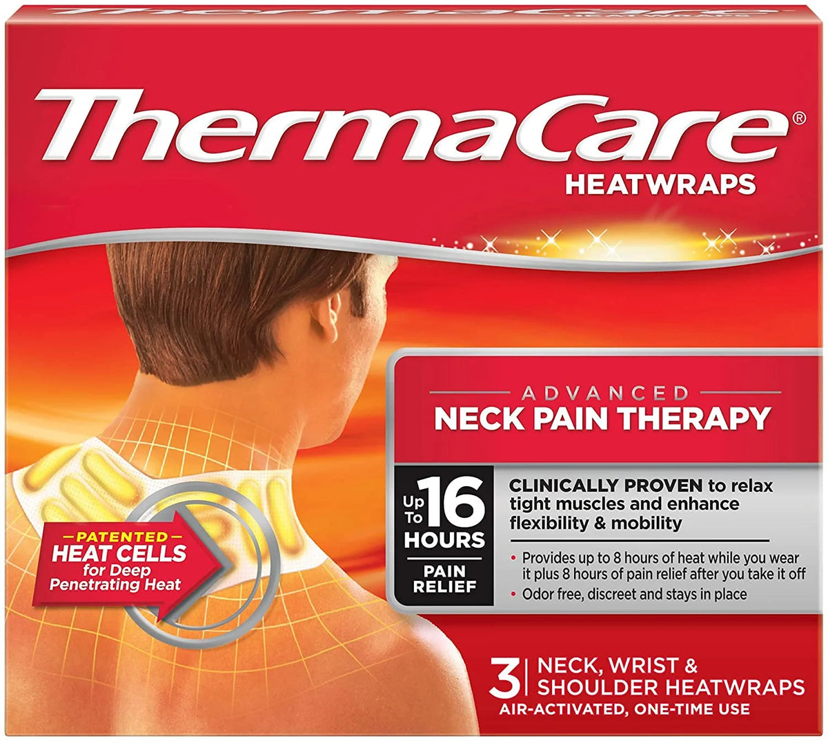 ThermaCare HeatWraps for Neck, Shoulder & Wrist Pain Relief - Advanced Heat Therapy
